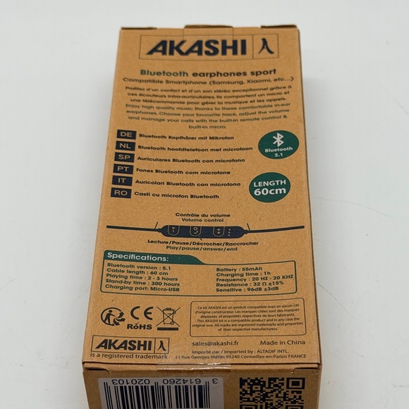 NWT Akashi Bluetooth Earphones Wireless - Picture 3 of 4